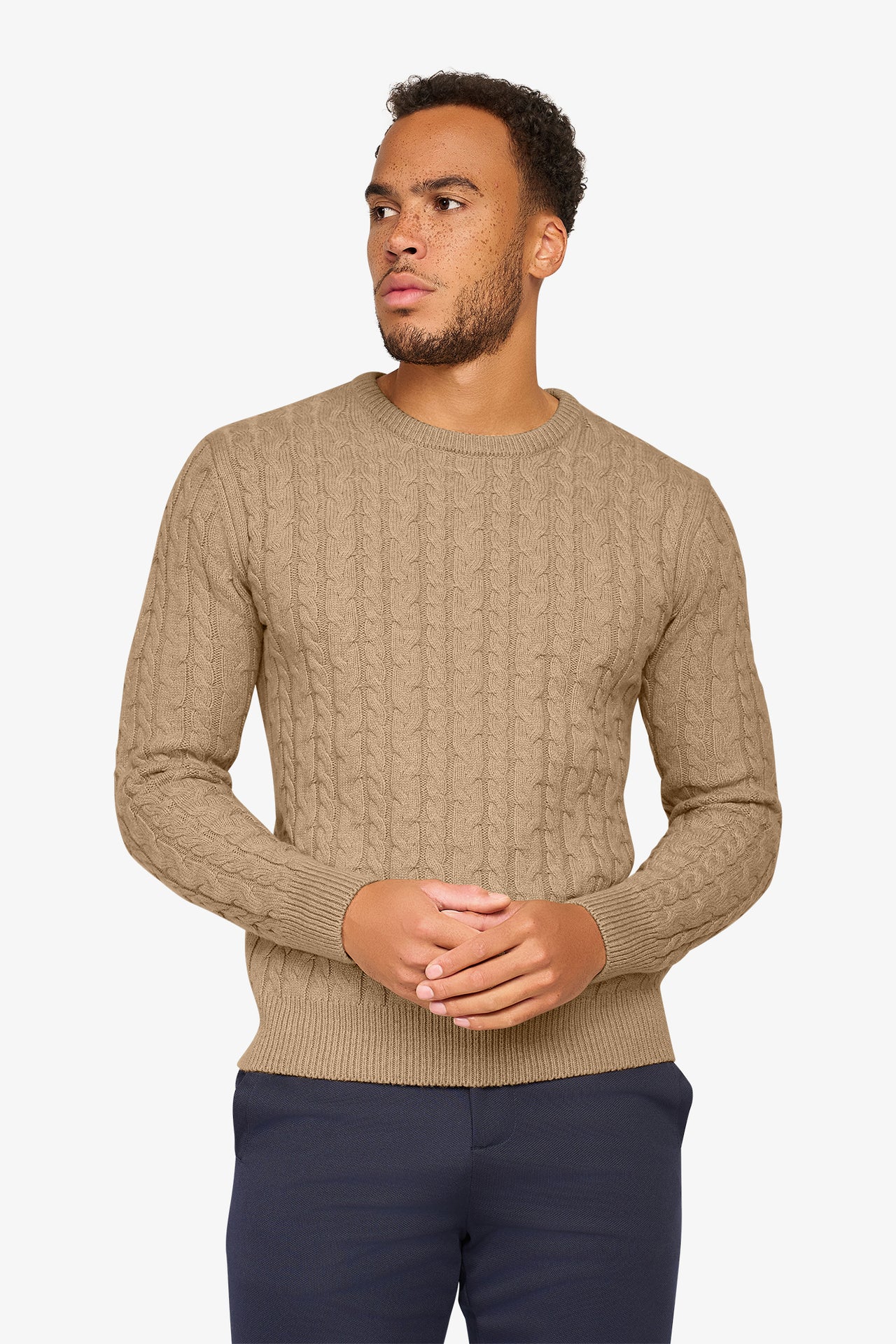 Loom Zopfmusterpullover Beige