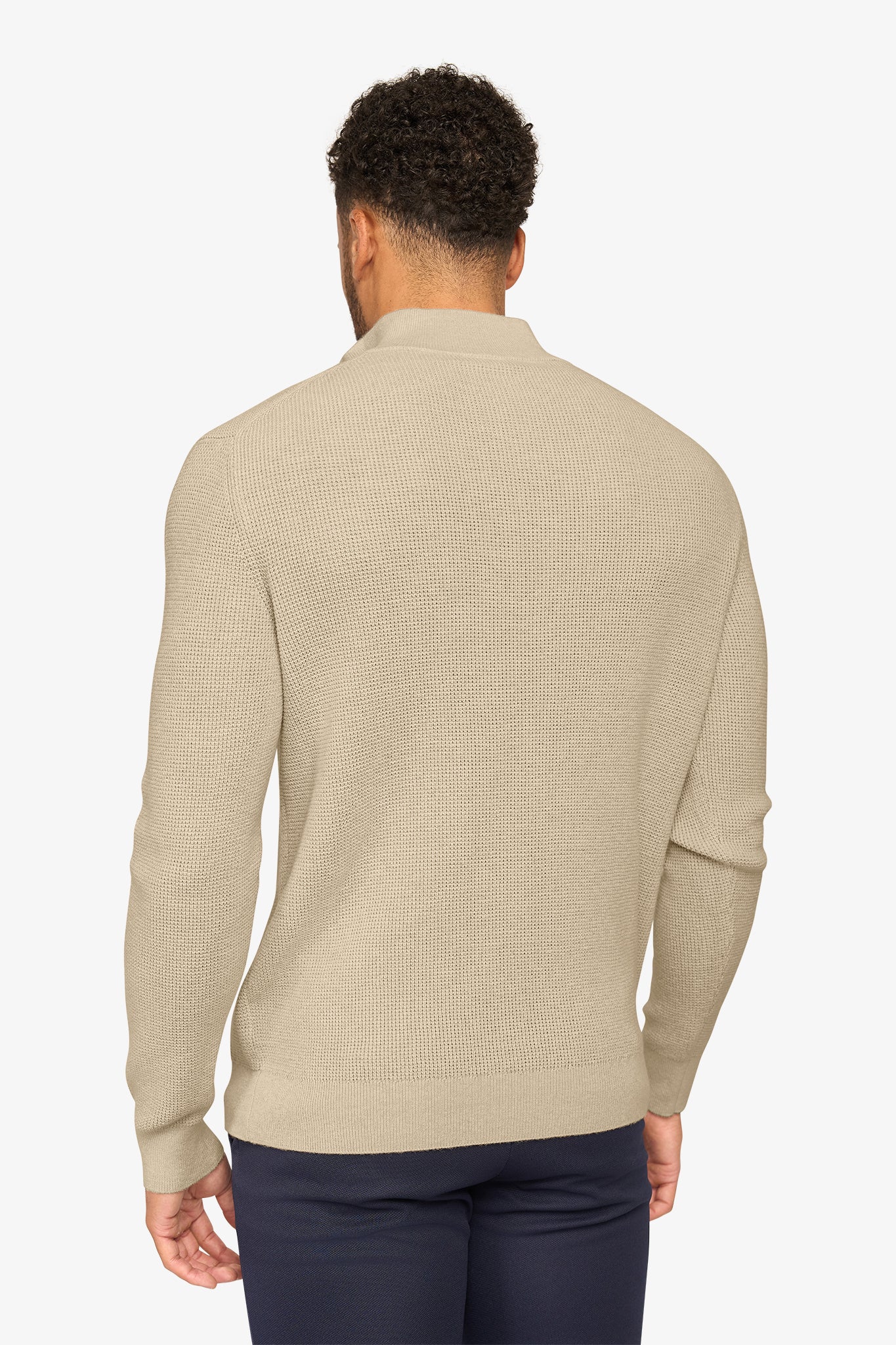 Peak Waffel-Pullover mit Reißverschluss Beige
