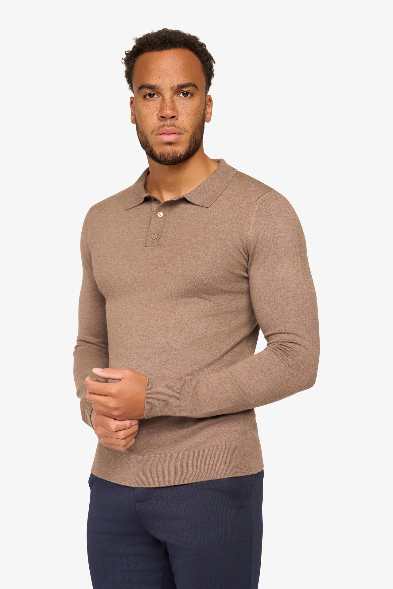 Langarm Polo Ralf Mocca