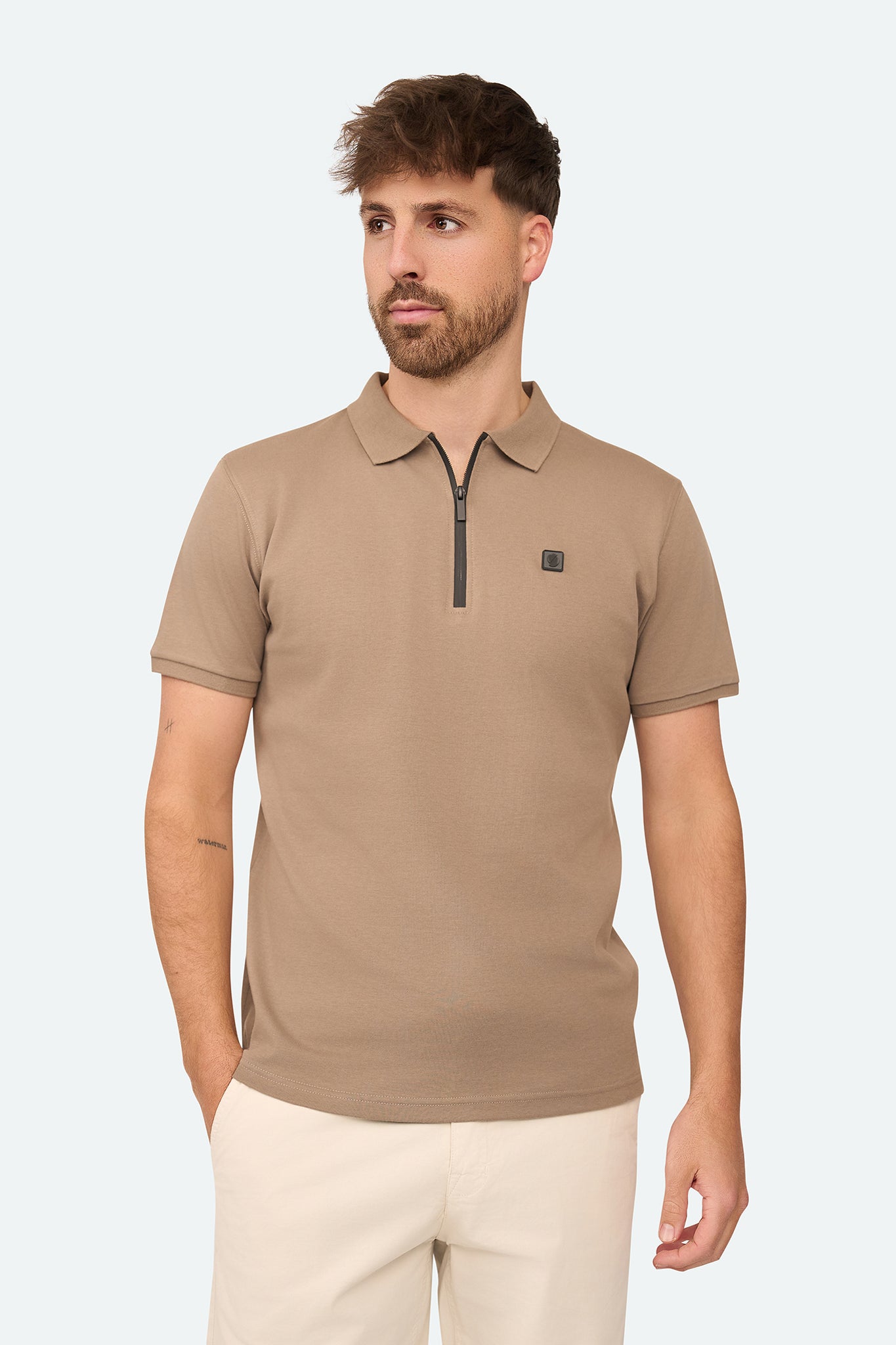 Kurzarm-Polo Olroy Taupe