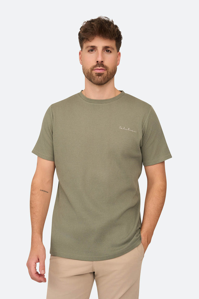 Gitter Waffel T-Shirt Agave