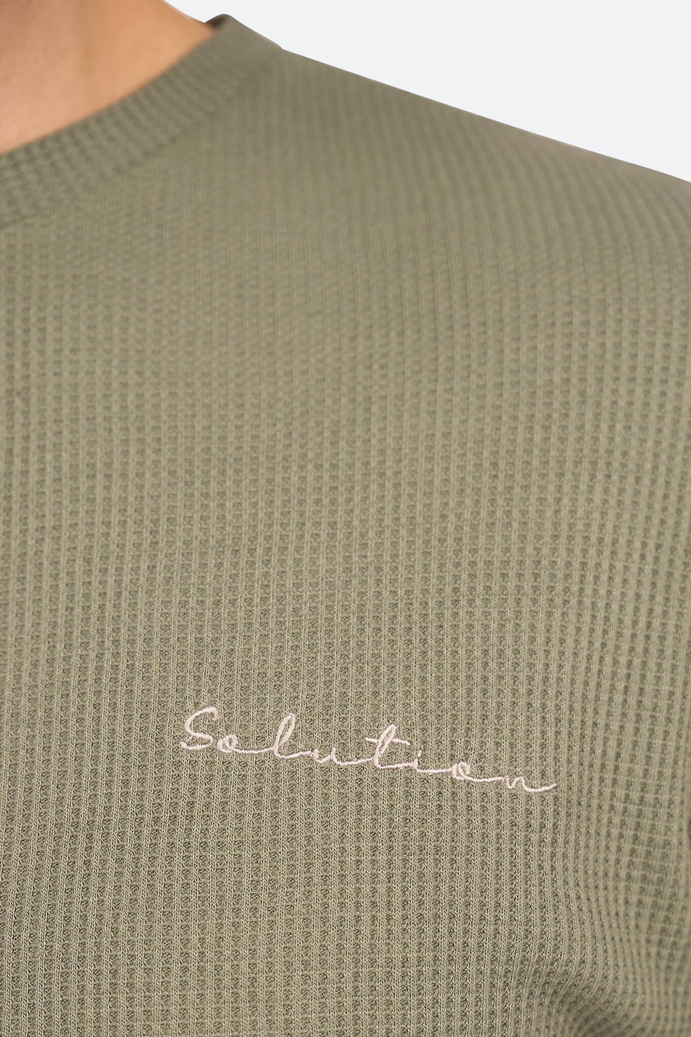 Gitter Waffel T-Shirt Agave