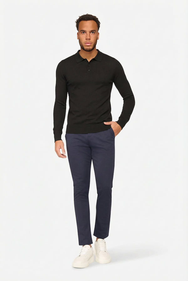 Long sleeve polo Ralf Black