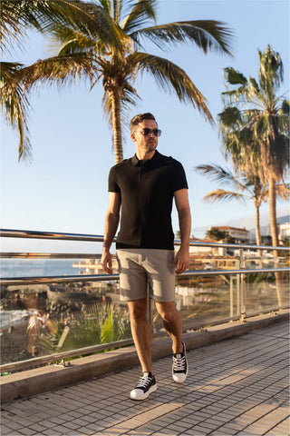 Waffel-Polo Zenith Schwarz