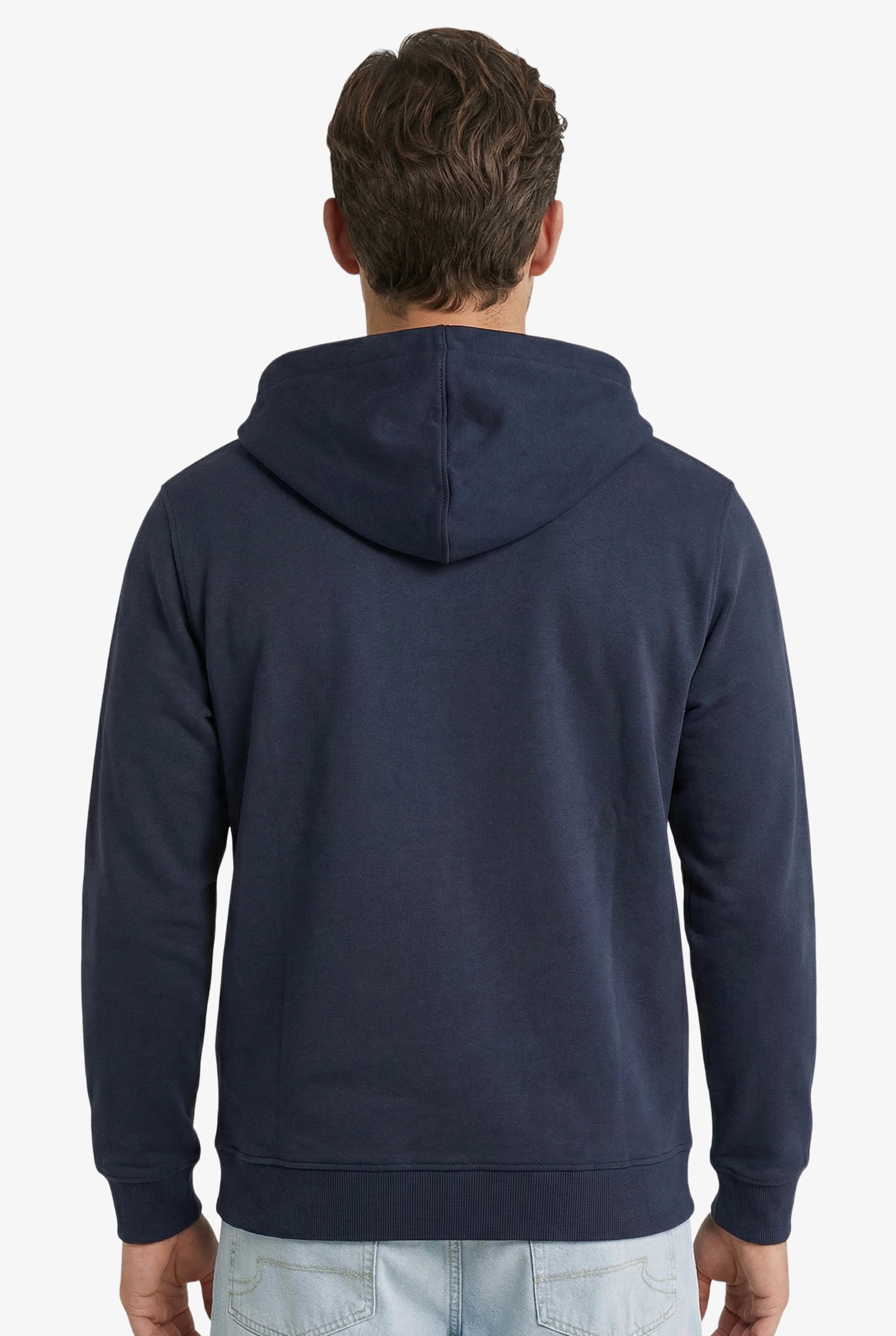 Essential Rubber Print Zipper Hoodie Navy