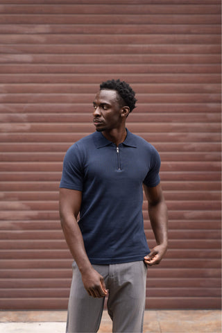 Polo-Reißverschluss Marineblau