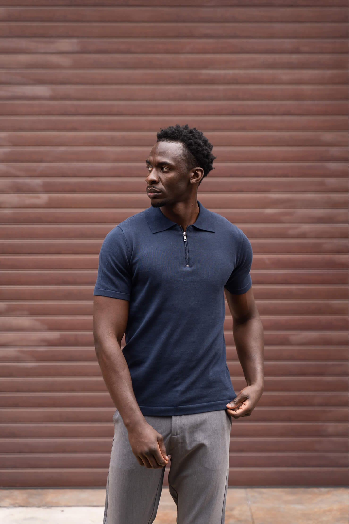 Polo-Reißverschluss Marineblau