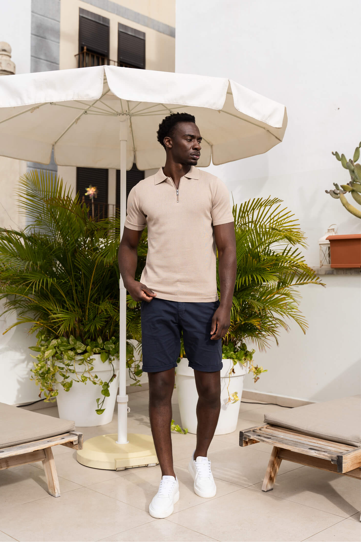 Polo-Reißverschluss Taupe