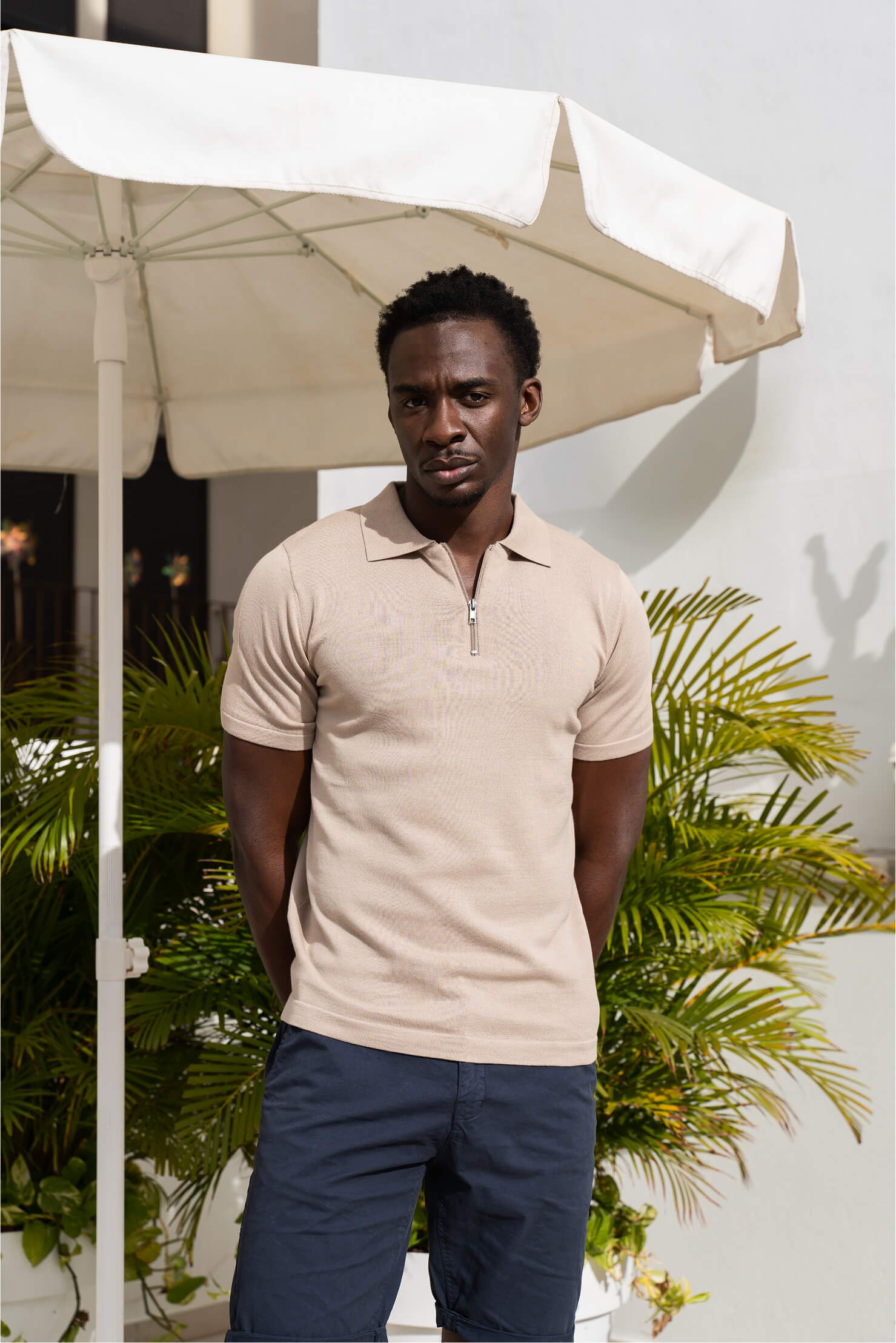 Polo-Reißverschluss Taupe