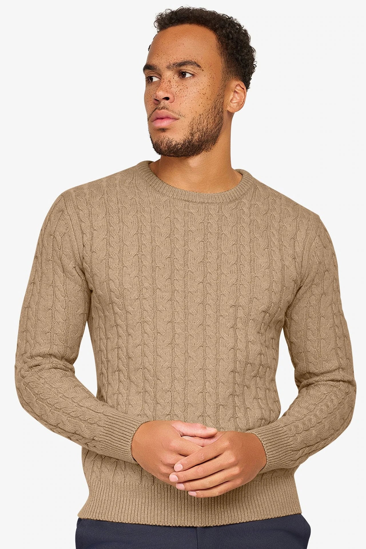 Loom Zopfmusterpullover Beige