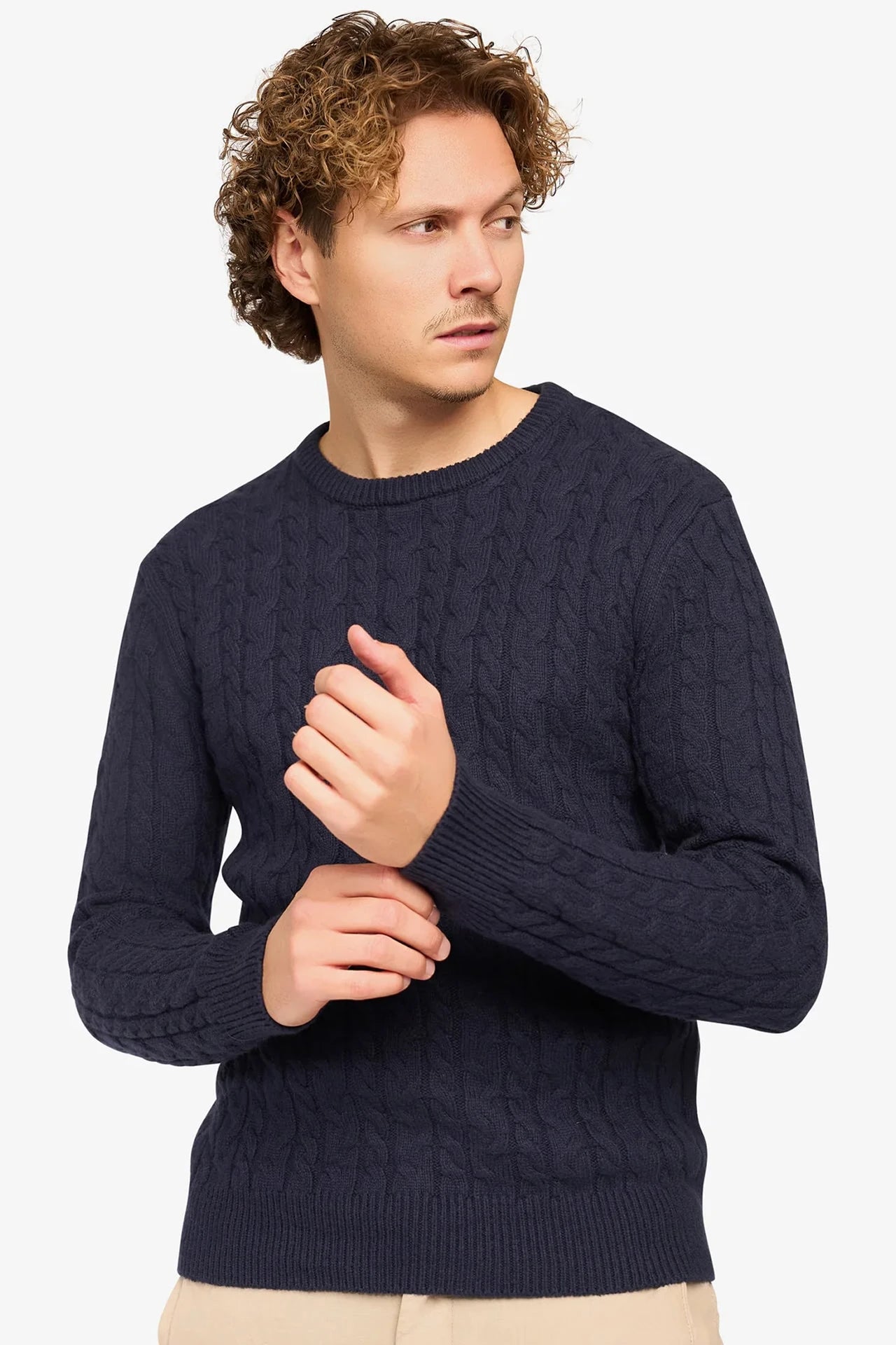 Loom Zopfmusterpullover Marineblau