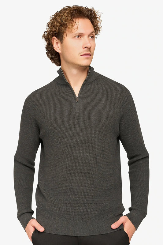Peak Waffle Zipper Pullover Anthrazit