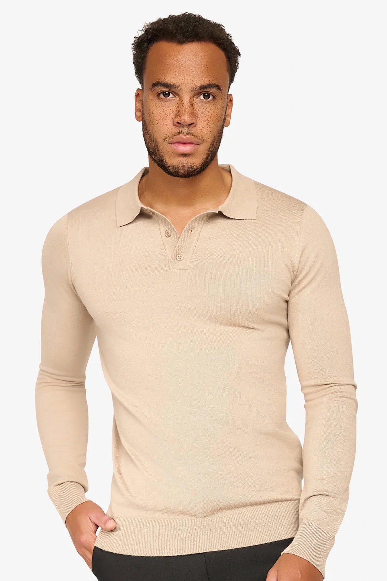 Langarmpolo Ralf Beige