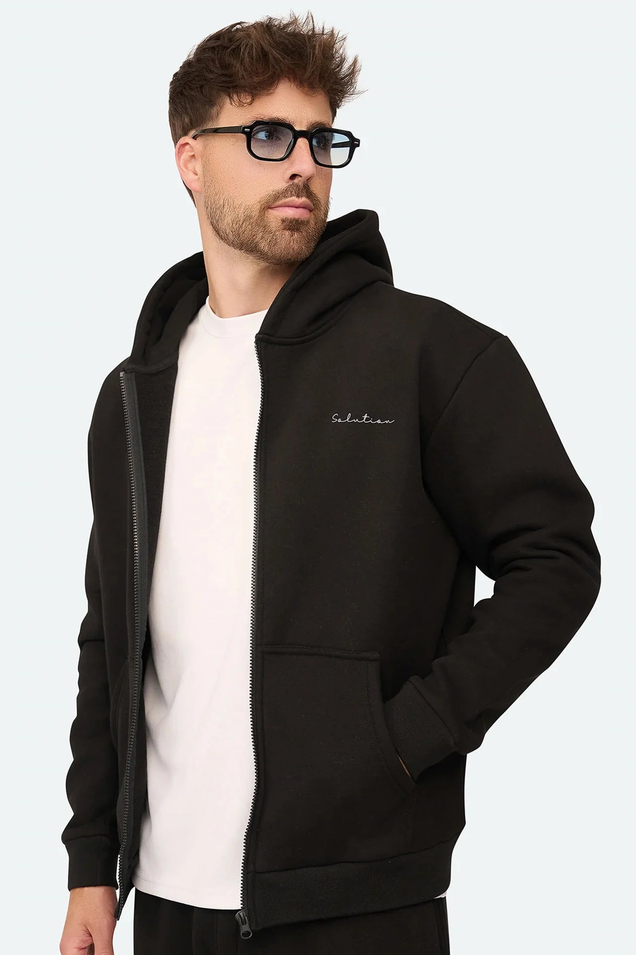 Essential Reißverschluss-Hoodie Schwarz