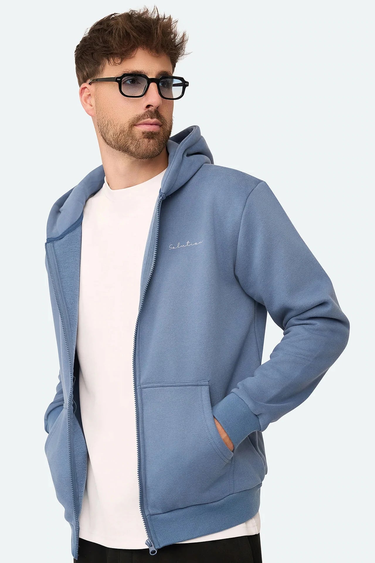Essential Zipper Hoodie Raf Blau