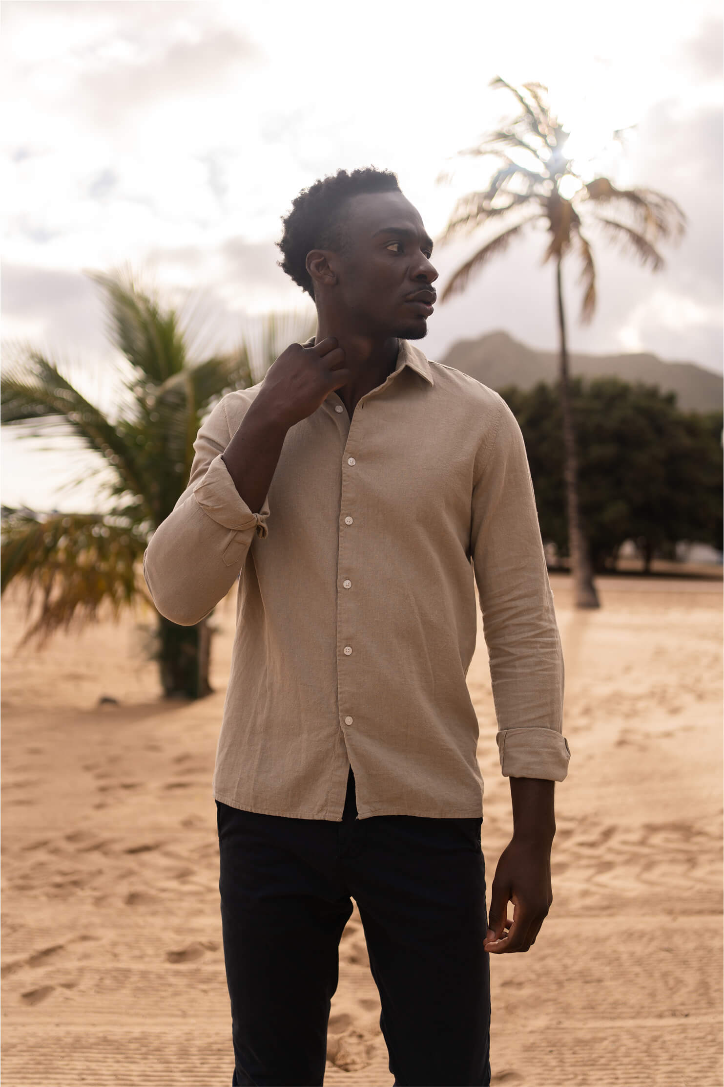Leinenhemd Lean Taupe