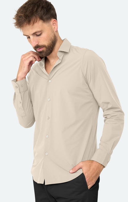 Stretch shirt Felix Beige - Solution Clothing