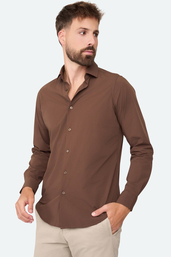 Stretch shirt Felix Brown - Solution Clothing