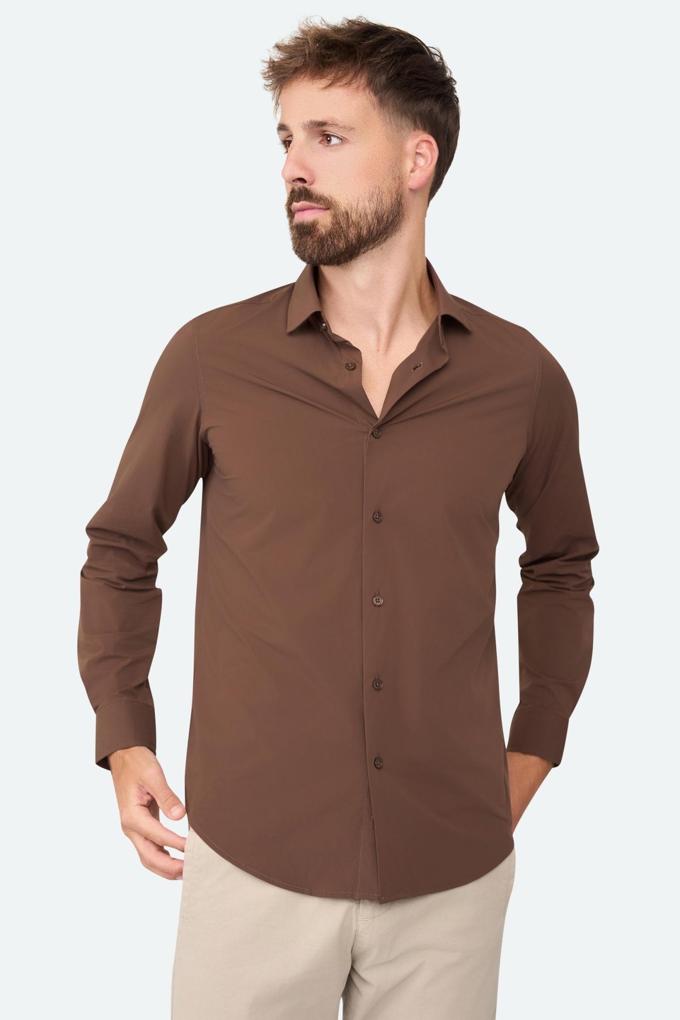 Stretch shirt Felix Brown - Solution Clothing