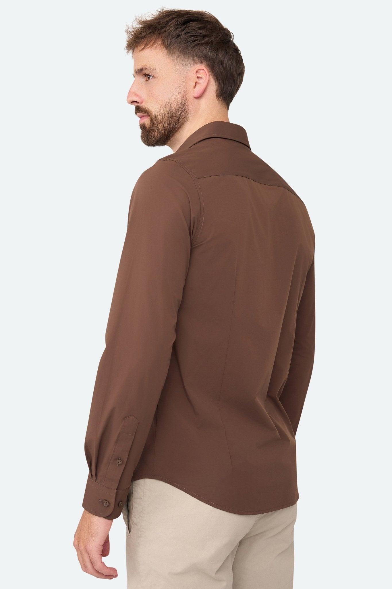 Stretch shirt Felix Brown - Solution Clothing